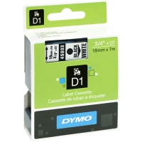 Dymo - 41913 - Label Tape Cartridge, Black on White, Polyester, 3