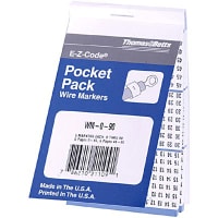 E-Z Code® WCRS Solid Letter Wire Marker Card, 1-1/2 in L, Black/White,  Vinyl Cloth, 72 Markers per Card