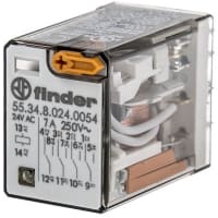 Finder - 55.34.8.230.0054 - Plug-in Relay, 4P with LED 230VAC, 7A, 55  Series - RS