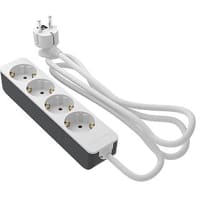 Power strip with electrical cable covered by rayon Red RM09 and Schuko plug  with confort ring