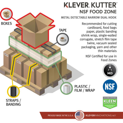 Klever Kutter NSF Food Zone Certified Metal Detectable Safety Box Cutter KCJ-1SSMDX