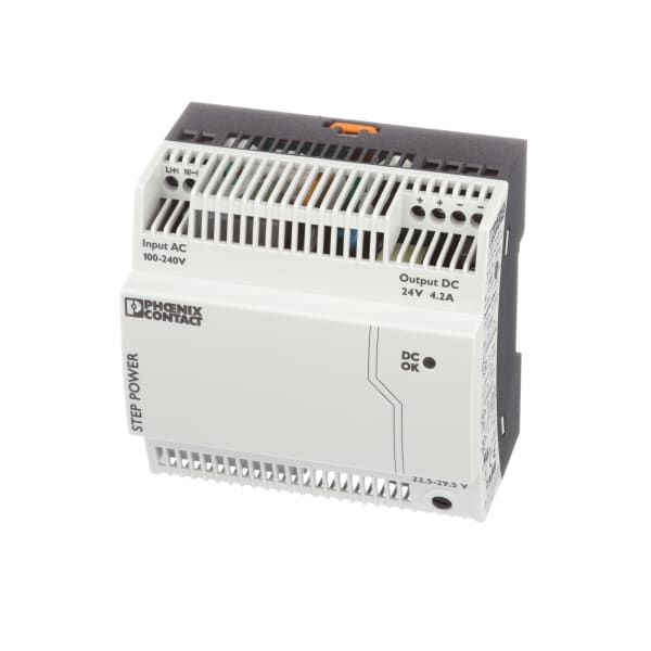 Power Supply,AC-DC,24V,4.2A,85-264V In,Enclosed,DIN,Industrial,101W,STEP Series
