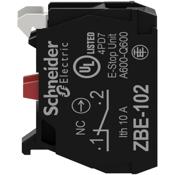 Schneider Electric - ZBE102 - Single Contact Block, 22mm, 1NC, 6 A ...