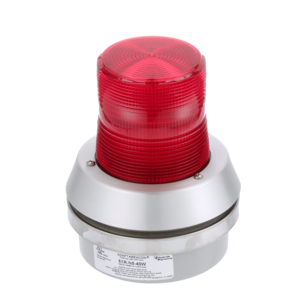 Visual Warning Device, Beacon, Flashing, Signal, Red, 120VAC Sup, 0.29A