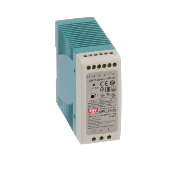 Power Supply,AC-DC,24V,2.5A,100-264V In,Enclosed,DIN Rail,PFC,60W,MDR Series
