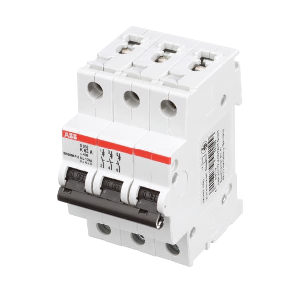 ABB S203K63 Circuit Breaker, Supplementary, K Curve, 3Pole, 63A