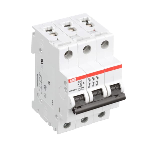 ABB S203K63 Circuit Breaker, Supplementary, K Curve, 3Pole, 63A