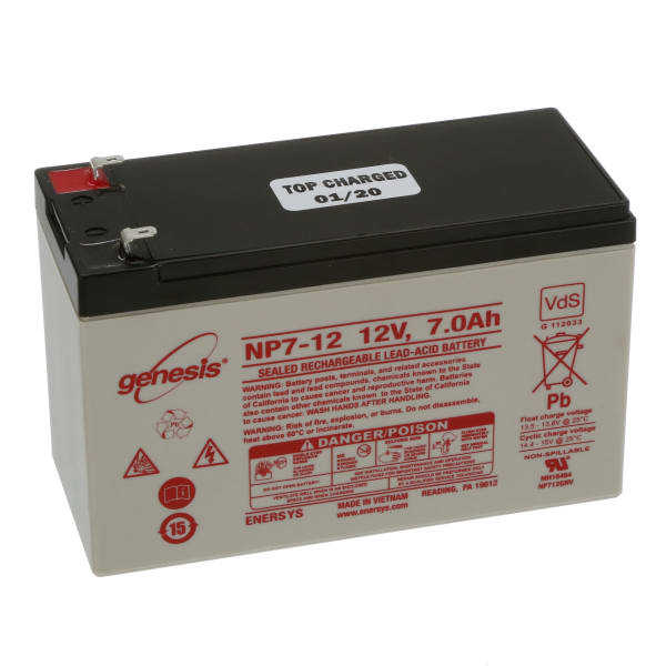 Batería, recargable, rectangular, ácido del plomo, 12VDC, 1.3Ah, de desconexión rápida: 0.187, LC