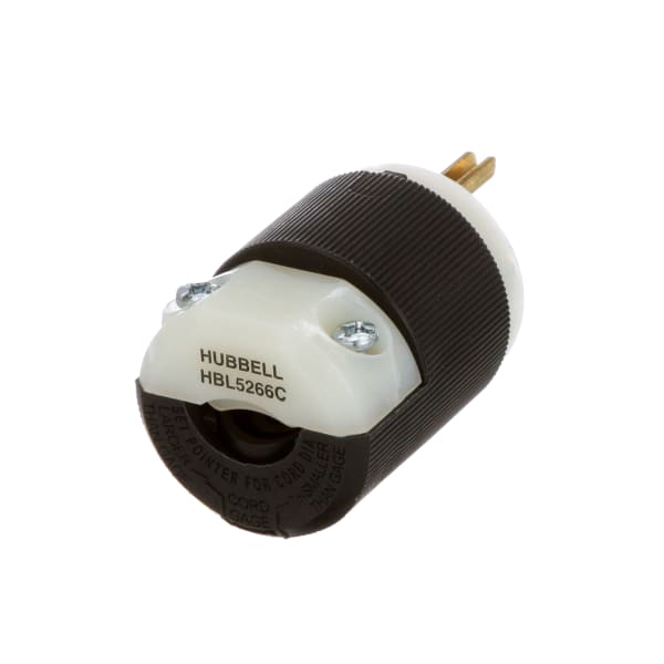 Hubbell Wiring Systems HBL105GF Molded Straight Adapter, 15A, 125V