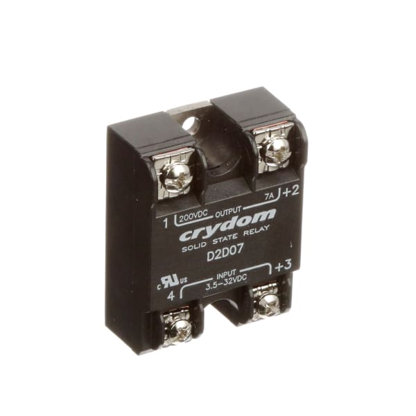 Relay, 0 to 200 VDC, Solid-State, 7, 22 Adc, Panel Mount, 2500 V (RMS), -20 C