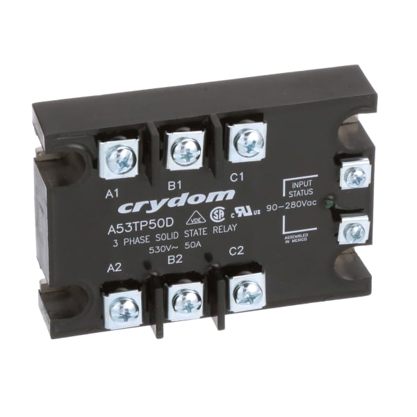 Solid State Relay, 90-280 VAC, 3PST-NO, 50A/530V, Zero Switching, 53TP Series