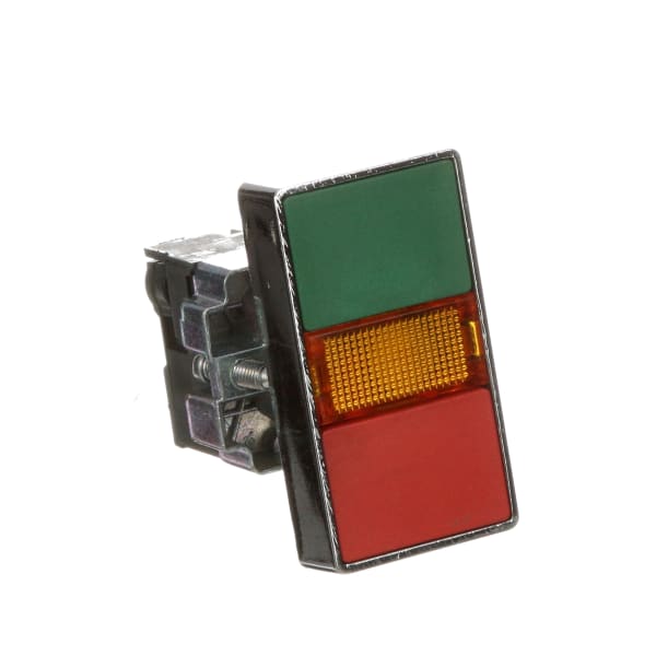 Pushbutton Operator, Illumd., Green/Red Sq.Flush, Amber LED, 22mm, 24VAC/VDC