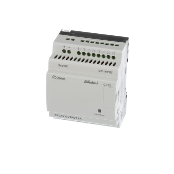 Controller,PLC,Sup-V 24DC,8 Analog/Digital In,4 Relay Out,Panel Mnt,IP20, IP40