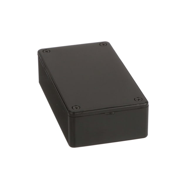 Enclosure, Box-Lid, Desktop, ABS, Black, 4.4x2.4x1.26 In, IP54, 1591 Series