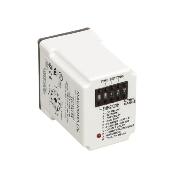 Relay, Time Delay, 10 A, 24 VAC/VDC, 0.08 sec., Time Delay, Single or Multi