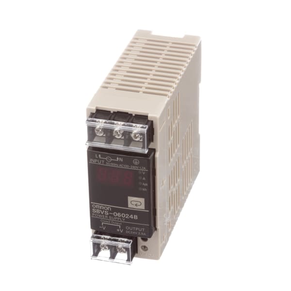 Omron Automation S8VS-06024B AC-DC Power Supply, 24V, 2.5A, 85-264V,  Enclosed, DIN Rail, 60W, S8VS Series RS