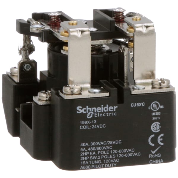 Schneider Electric/Legacy Relays - 199X-13 - Relay, Power, 40 A, 24 VDC ...