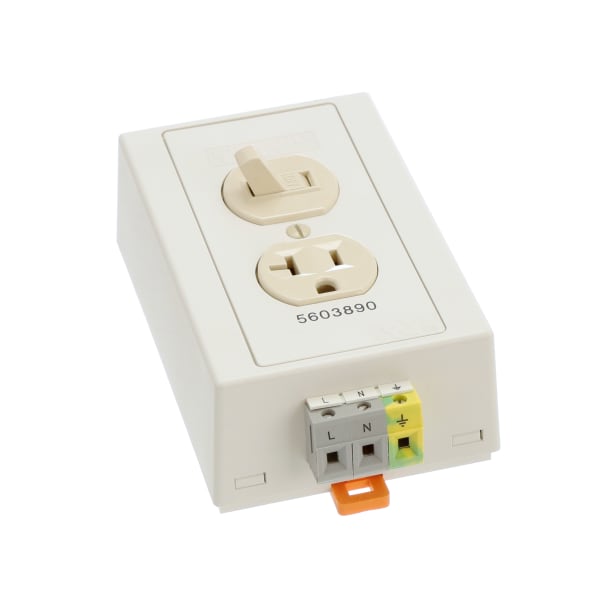 Power Outlet Fully enclosed 120v (20 Amp) receptacle turned off by toggle switch