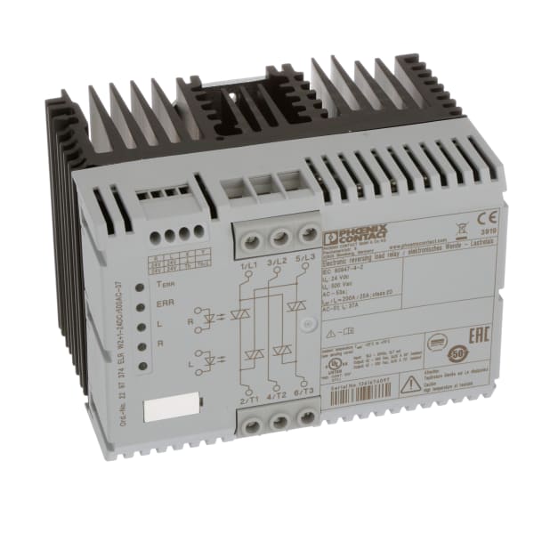 Three-phase solid-state reversing contactor with 24 V DC input, 37A Current