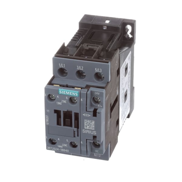 Contactor, IEC magnético, 24 VDC, 3 poste, 12 A, 1NO 1NC, terminal del tornillo