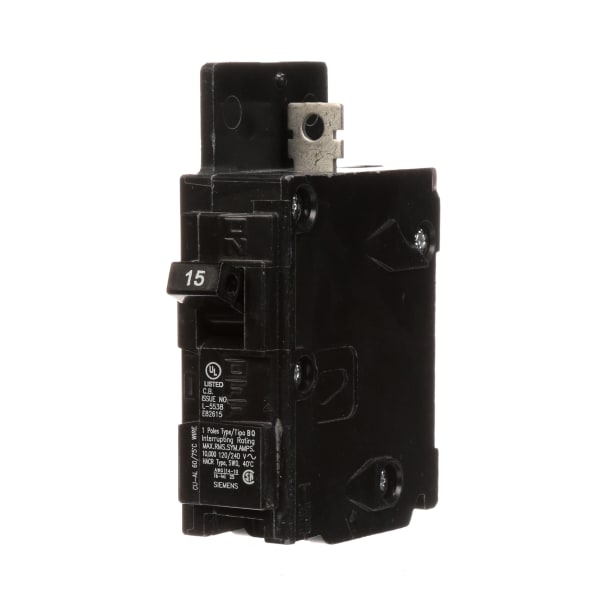 Siemens - BQ1B015 - Circuit Breaker Therm/Mag 1-Pole 15A 120VAC 10 000A ...