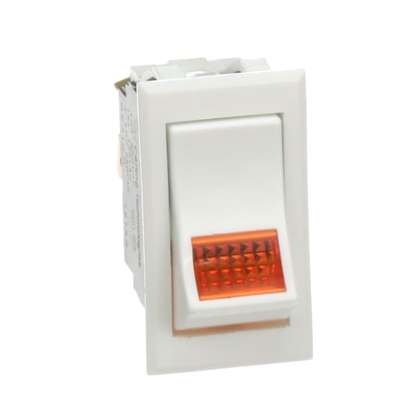 Switch;Rcker;DP;ON-NONE-OFF;Curved;Gloss;Wht;Illum;125V Neon;Amber;15A;125VAC;QC