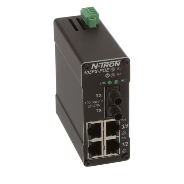 Ethernet Switch, 5 Port, Round Connect, Unmanaged, 10 to 48 VDC, 100 Series