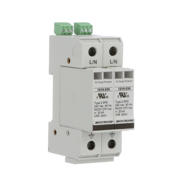 Bourns - 1210-2S-230 - 415 V ac 100kA 1210 2 Pole Protector, DIN Rail ...