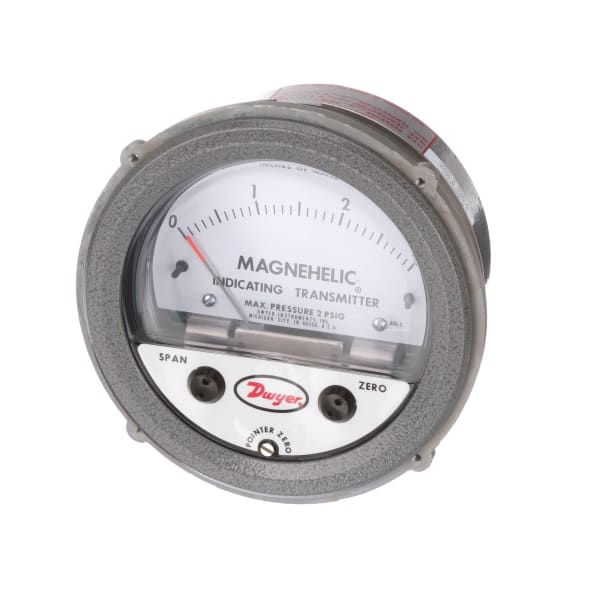 Differential Pressure Gauge,0 to 3" w.c.,2 psi max,Two 1/8" NPT Inlet Ports