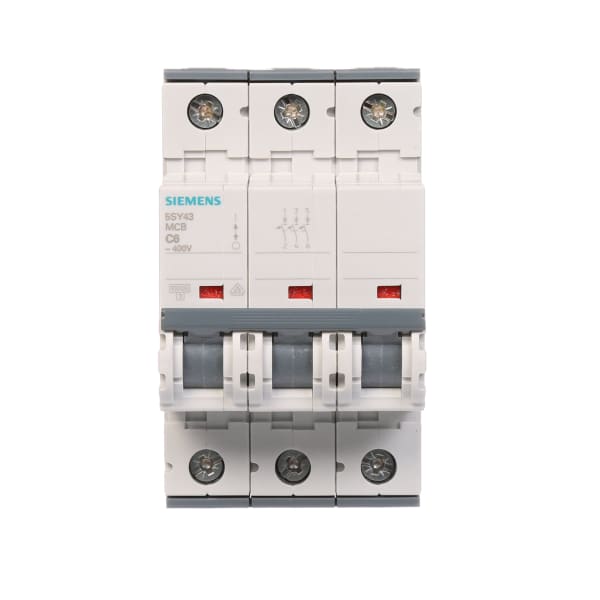 Siemens - 5SY4306-7 - Circuit Breaker, Supplementary, 3-P, 6A, C