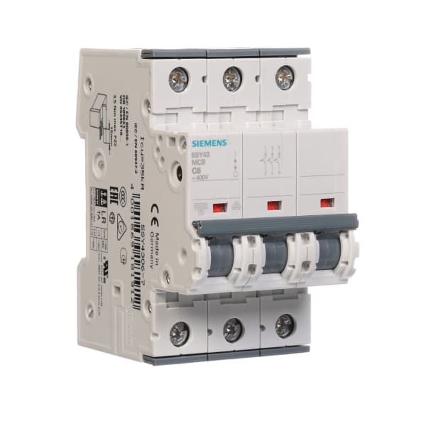 Siemens - 5SY4306-7 - Circuit Breaker, Supplementary, 3-P, 6A, C