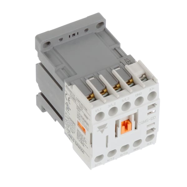 Mini Contactor,3PST,NO,12Amps,24VDC Coil,Screw Terminal,1NO Aux,CGM Series
