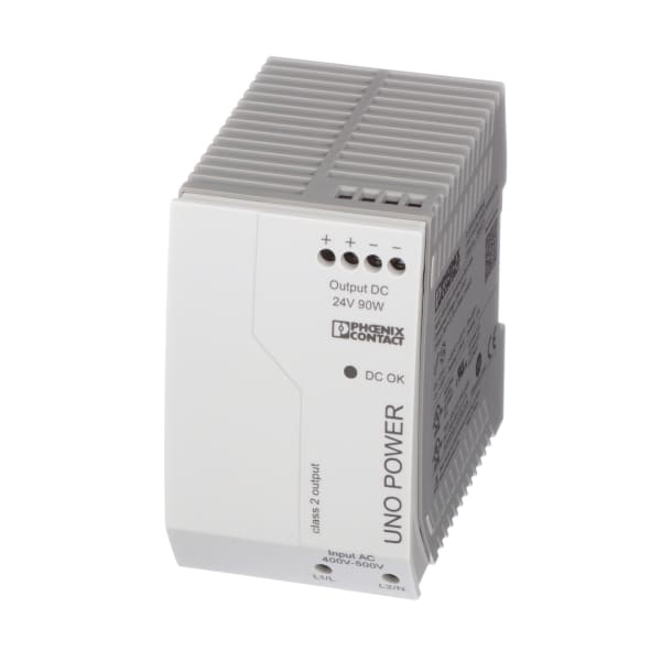 Power Supply, AC-DC, 24 VDC, 90 W, DIN Rail Mount, Switched, UNO POWER Series