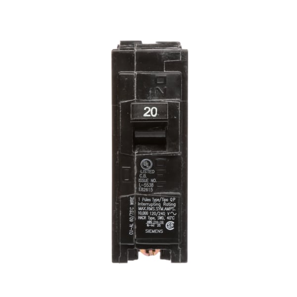 Siemens - Q120U - Circuit Breaker 20A 1 Pole 120VAC Type QP with Insta ...