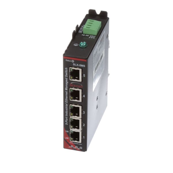 Interruptor de Ethernet, manejado, 5 RJ45 portuario, 10 a 30 VDC, SlimLine más serie de SLX