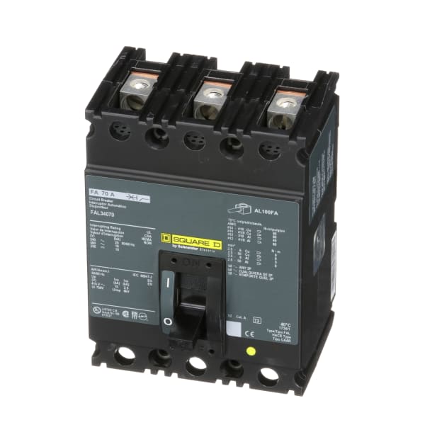 Molded Case Circuit Breakers 3 Pole 70A Thermal Magnetic 480 VAC FA Series