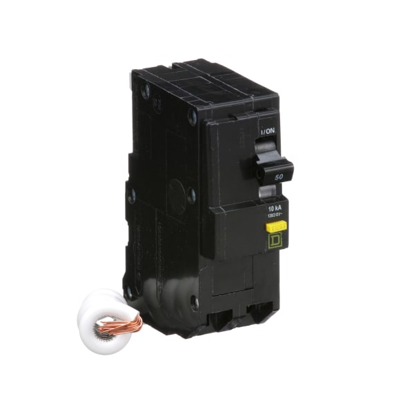 Square D - QO250GFI - Circuit Breaker, Mini, 2-P, 50A, 120/240VAC, 22K ...