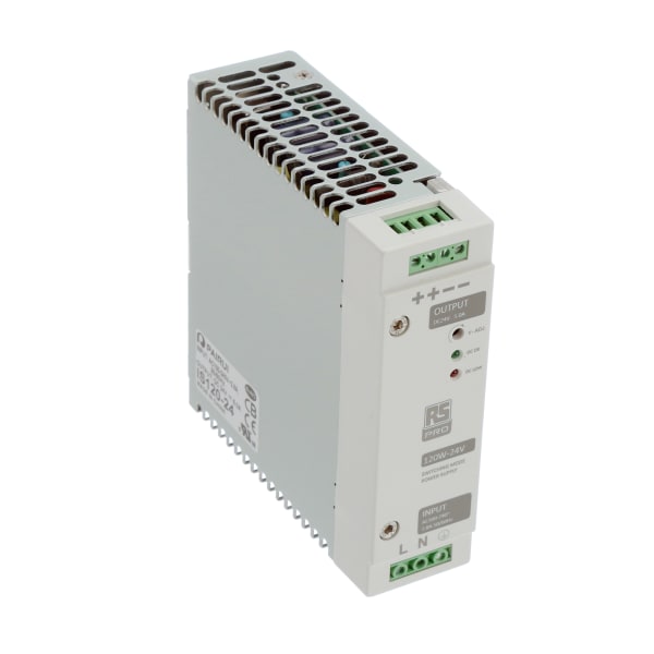 RS PRO - 1368319 - DIN Rail Power Supply 24VDC 5A 100VAC To 240VAC Enclosed  Switching - RS