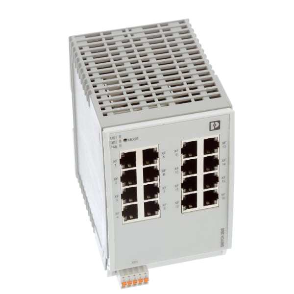 Interruptor industrial de Ethernet, 16 RJ45 puertos 10/100 Mbps, IP20, Conformidad-Clase B