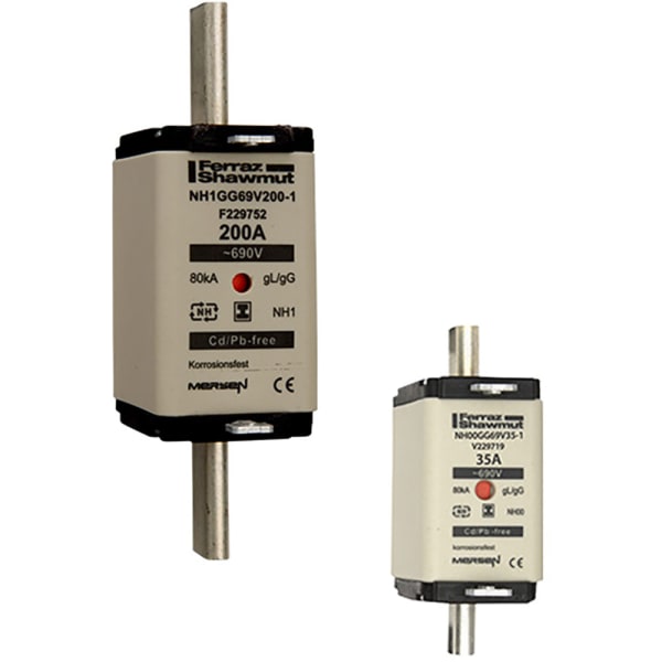 Mersen V229719 FuseLink, NH, Ceramic, Double Indicator, Size 00 gG