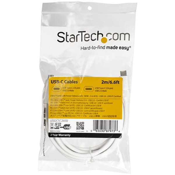 StarTech.com 2m 6 ft USB C to USB A Cable M/M - USB 2.0 - USB-IF Certified  - USB2AC2M - USB Cables 