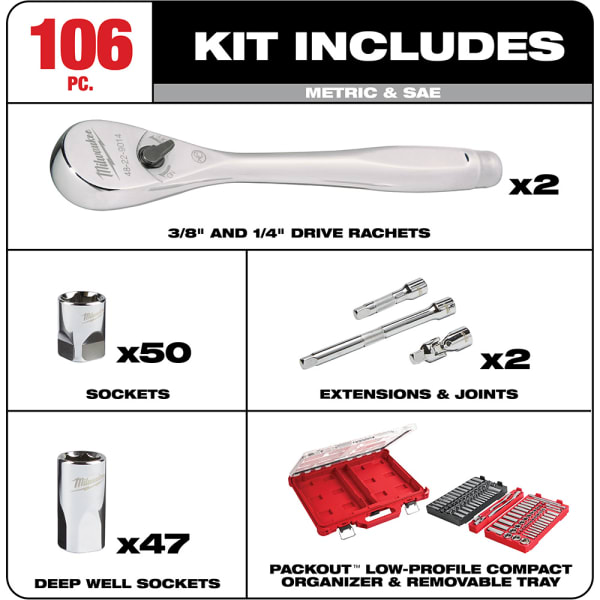 Milwaukee Electric Tool - 48-22-9486 - Metric / SAE Ratchet/Socket