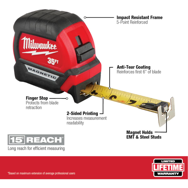 Milwaukee Electric Tool - 48-22-0335 - Tape Measure 35ft Compact