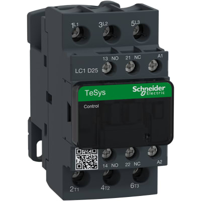 Schneider Electric - LC1D25B7 - Non-Reversing Contactor, 600VAC, 25A, 3P,  24VAC, DIN Rail, TeSys Deca Series - RS