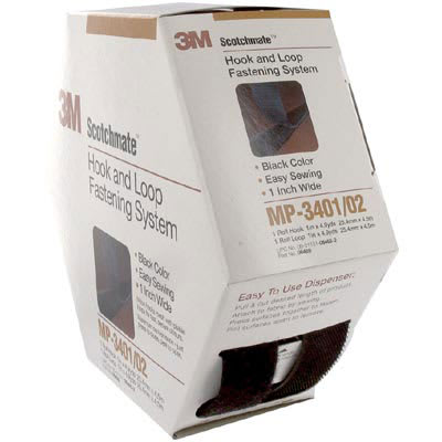 3M - MP3401/MP3402-BLACK - Fastener, Hook & Loop, Blk, 4.9yds. L, 1" W - RS