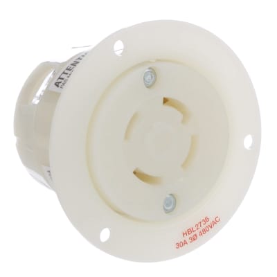 Hubbell Wiring Device-Kellems - HBL2736 - Flanged Locking Oulet, 30 A/480  VAC, 8-16 AWG, Screw Terminal, Insulgrip Series - RS