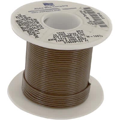 Alpha Wire - 5856 BR005 - Hook-Up Wire, Copper, 20 AWG, 19x32, Brown ...