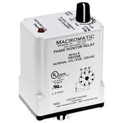 Macromatic - PAP208 - Phase Monitoring Relay, 208 VAC, SPDT, 10A/277V ...