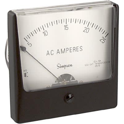 Simpson - 35074 - Panel Meter,Ammeter,E-mech,Analog,Range 0-25AAC,Stud ...