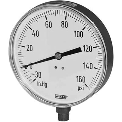 Wika Instruments - 4277725 - 4277725 Analog Positive Press Gauge Bottom ...